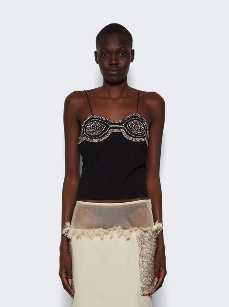 Christopher Esber Tailored Crystal Crochet Top Black US 4 3