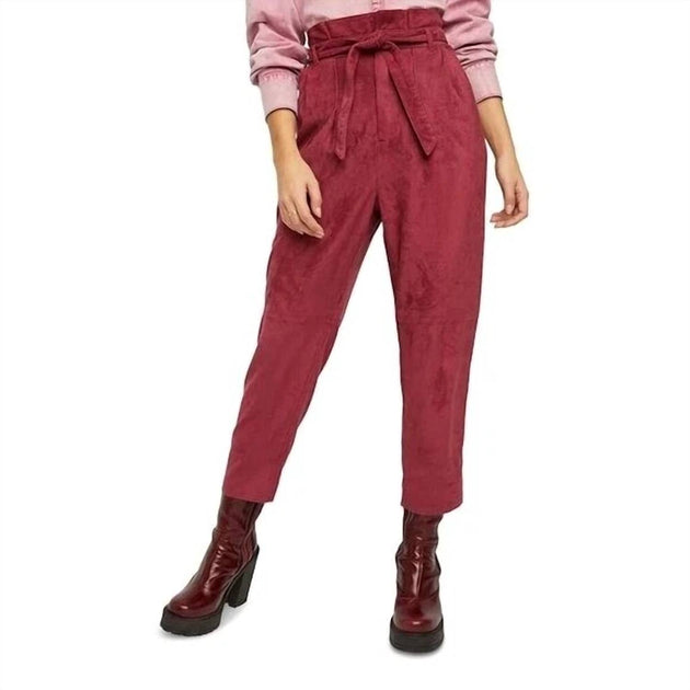 Free People Belted Cropped Pants Red US 6 4