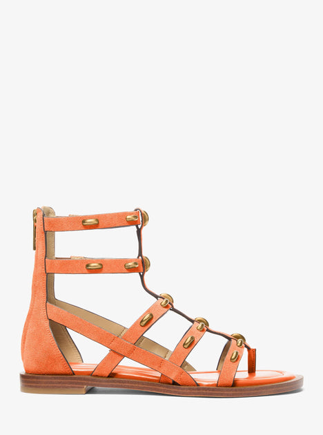 Michael Kors Noa Studded Suede Gladiator Sandal Orange US 6 3