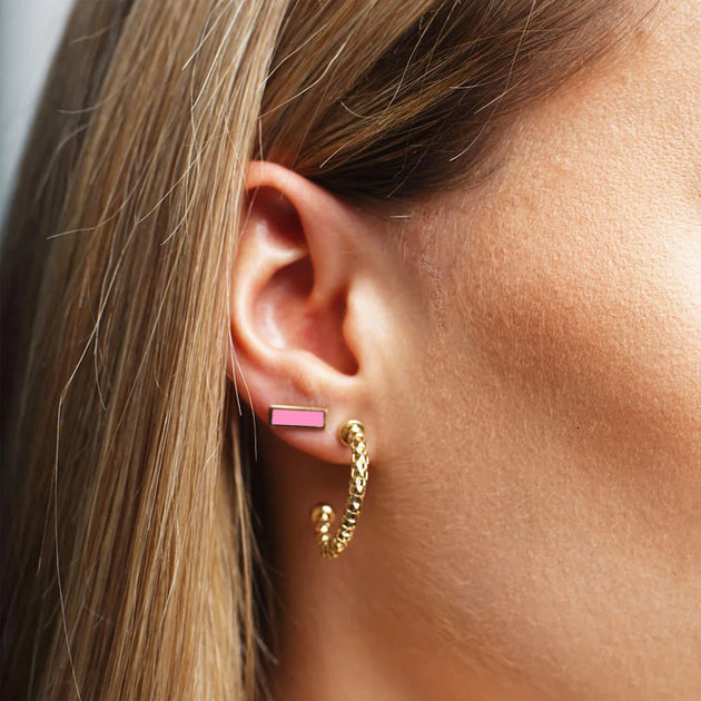 The Loavery Bar Stud Earrings Pink 4