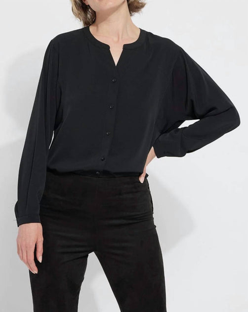 Lysse Mia Stretch Woven Top In Black | ShopSimon