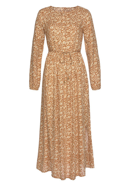 LASCANA Women's Floral Long Sleeve Maxi Dress