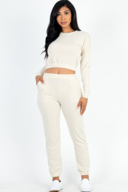 TRUEDAMES Pullover and Joggers Set Beige Large 2
