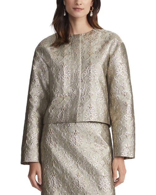Lafayette 148 New York Collarless Drop Shoulder Jacket Silber XXS 2