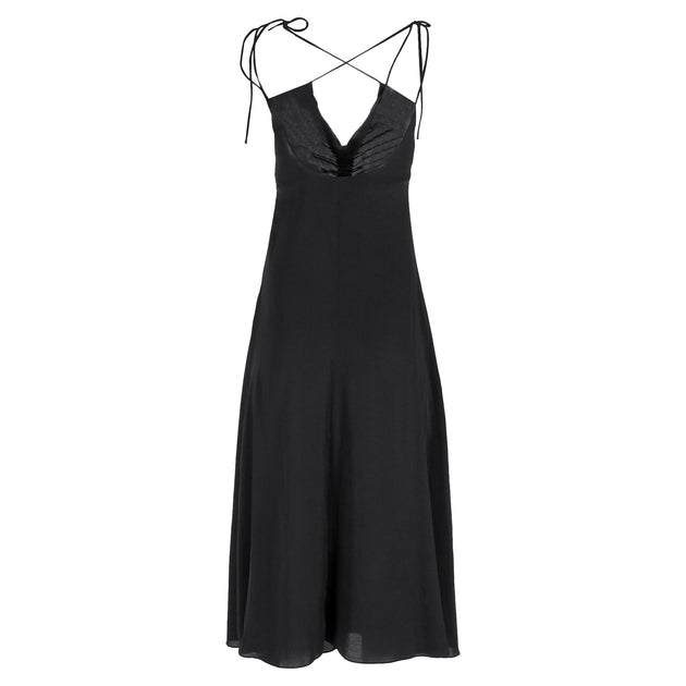 Sandro Paris Midi Ruched Spaghetti Strap Dress Black EU 36 4