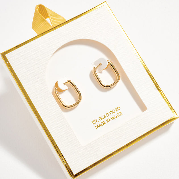 FASHNZFAB Minimal Rectangular Huggie Hoop Earrings Silver 4