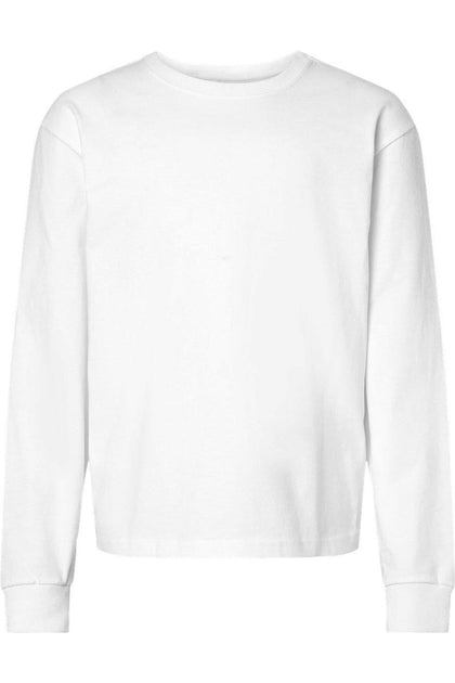 BELLA + CANVAS Youth Heavyweight Long Sleeve Tee White Small 2