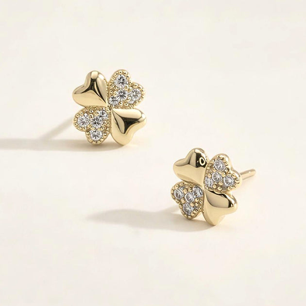 FASHNZFAB Clover Cubic Zirconia Stud Earrings Multi 3