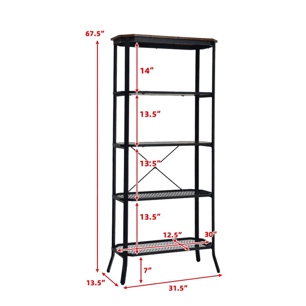 Hivvago 5-Shelf Display Rack Rustic Brown 4
