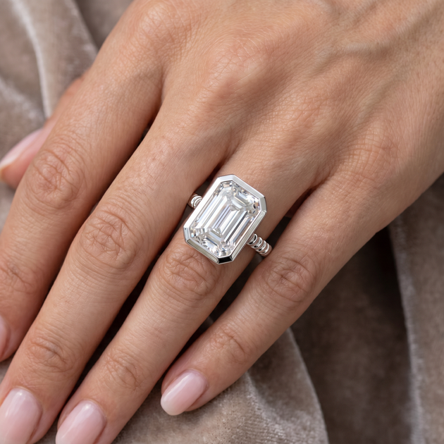 Pompeii3 4Ct Bezel Solitaire Diamond Engagement Ring 14k Gold Silver US 6.5 4