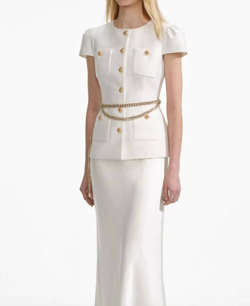 Robe Maxi Self-Portrait Taffeta Chain Belt Blanche US 2 4