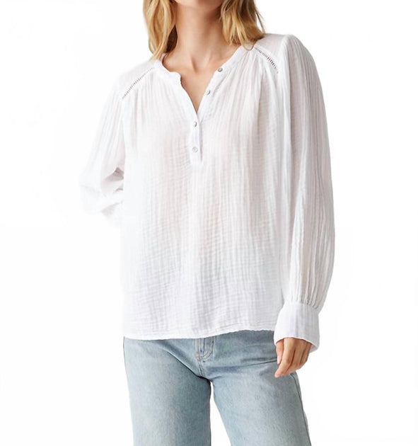 Michael Stars Kacey Peasant Top White Medium 2