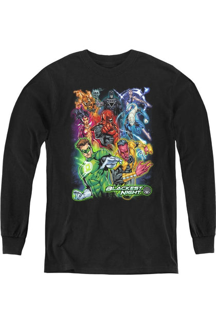 Gildan Green Lantern Blackest Group Youth Long Sleeve Tee Black Medium 2