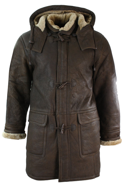 TruClothing Sheepskin Duffle Safari Jacket Brown Medium 2