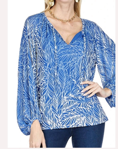 Joy Joy Burnout Peasant Blouse Blue Small 2