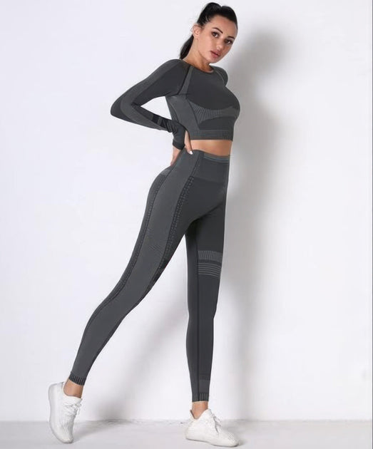 TRUEDAMES Seamless Yoga Set Grey Small 4