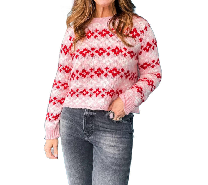Wooden Ships Chunky Isle Crew Sweater Pink Small/Medium 2