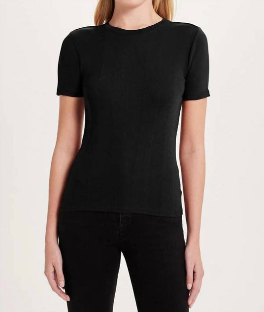 GOLDIE Rib Short Sleeve Tee Black Large 2