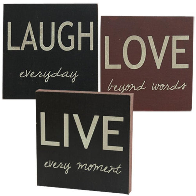 Hivvago Live Laugh Love Square Block 4 inch 2