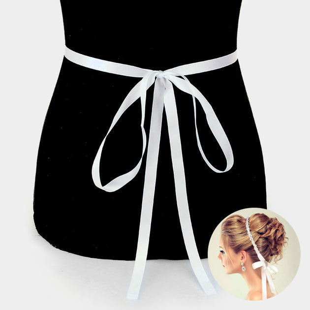 FASHNZFAB Oval Shaped Sash Ribbon Bridal Wedding Belt Silver 3