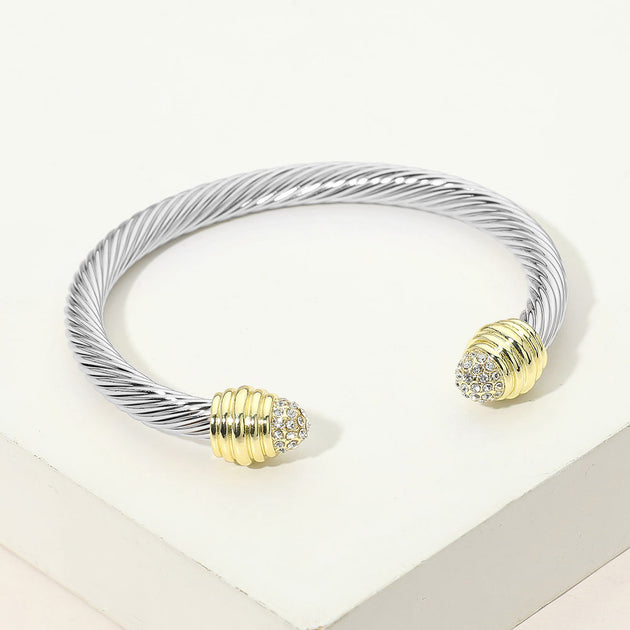 FASHNZFAB Twisted Cable Cuff Bracelet Silver 2
