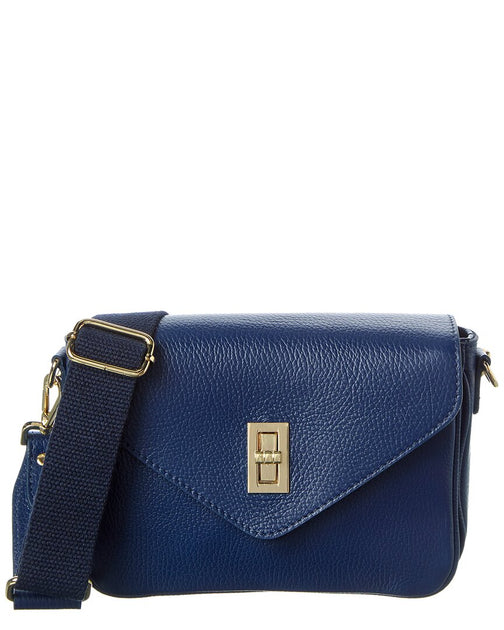 Italian Leather Crossbody Blue Medium 2