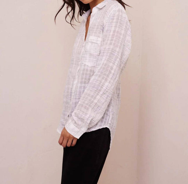 Bella Dahl Pocket Button Down Linen Shirt White XS 3