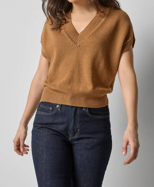Lilla P V-Ausschnitt Keil-Pullover Braun 2