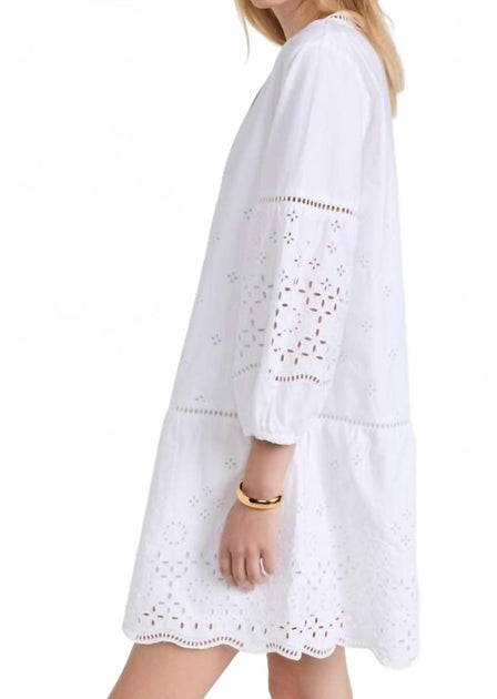 club monaco white eyelet dress Club Monaco White Silk Eyelet Mini Dress Size 6 US