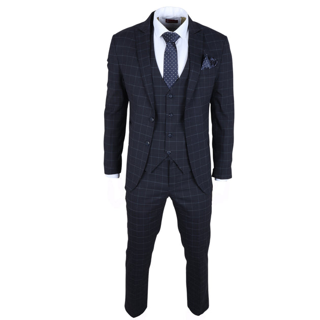 Infinity Men's Checked 3 Piece Suit Navy US 50 Regular 2