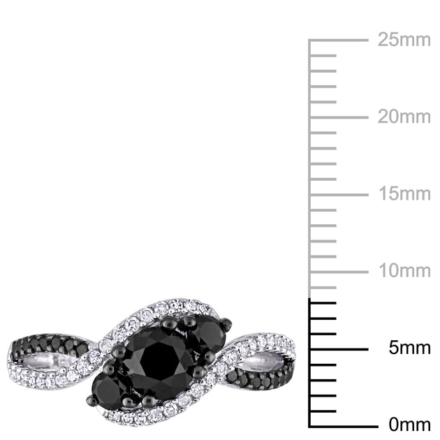 Mimi & Max Crossover Engagement Ring White Gold Black US 4 4