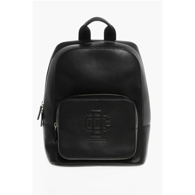 dsquared leather backpack Dsquared² Leather Backpack With Embossed Men's Logo