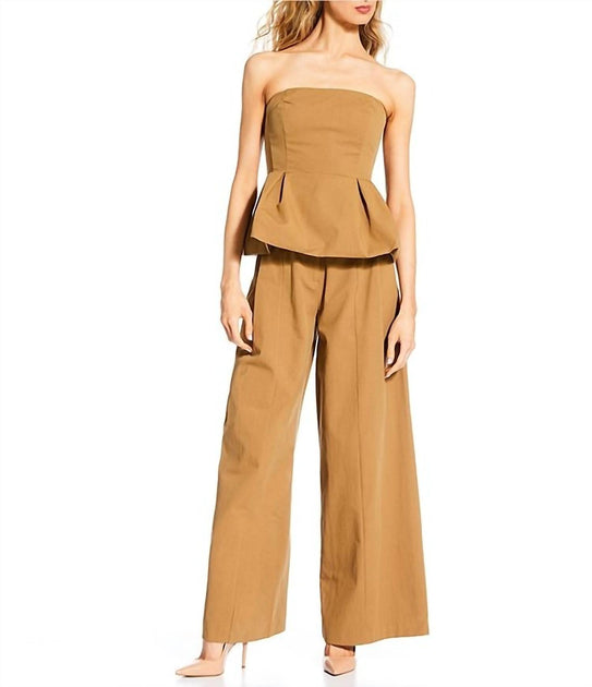 Line and Dot Tove Corset Peplum Top Beige Large 4
