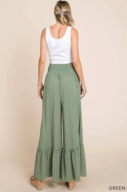 Cotton Bleu Flowy Pantalon Large Multi Small 3