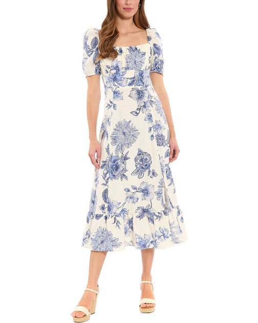 Robe Mi-longue London Times Blanc/Bleu US 12 2
