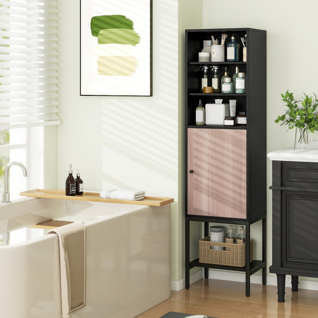 Hivvago Tall Bathroom Storage Cabinet Black 4