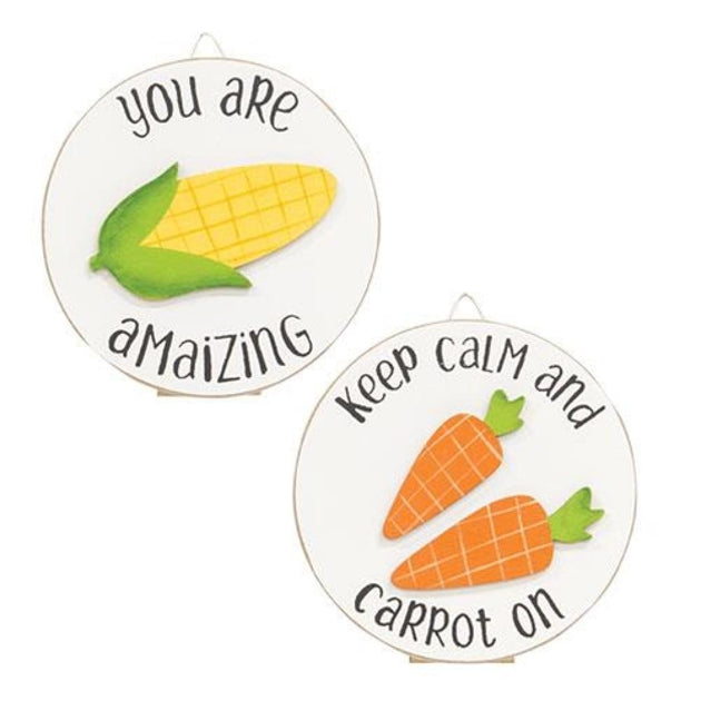 Hivvago Keep Calm and Carrot On Mini Round Easel Sign 2 Assorted 2