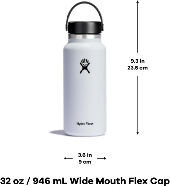 Hydro Flask 32 Oz Vacuum Insulated Stainless Steel Water Bottle Flask -  Flex Cap With Strap - Wide Mouth | ShopSimon