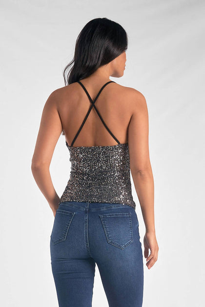 Débardeur à sequins ELAN argent Medium 4