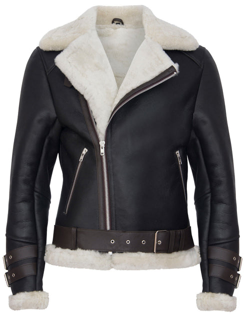 Infinity Edmonton Sheepskin Leather Biker Jacket Black Medium 2