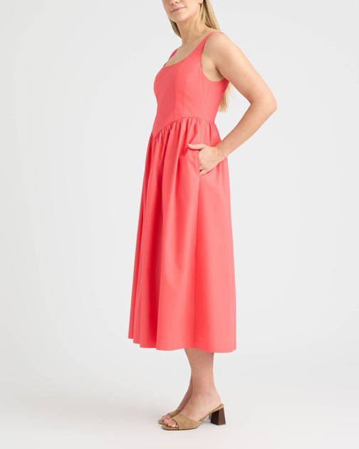 Ellen Tracy Poplin Bustier Dress Blue Medium 4