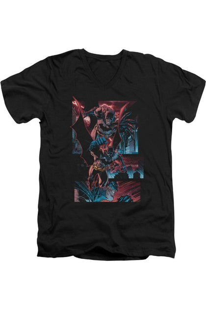 Gildan Batman Dark Knight Panels Short Sleeve V-Neck T-Shirt Black Medium 2