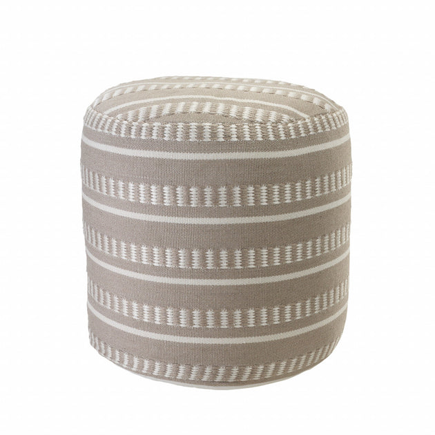 Hivvago 20 inch Brown Polyester Round Pouf Ottoman 4