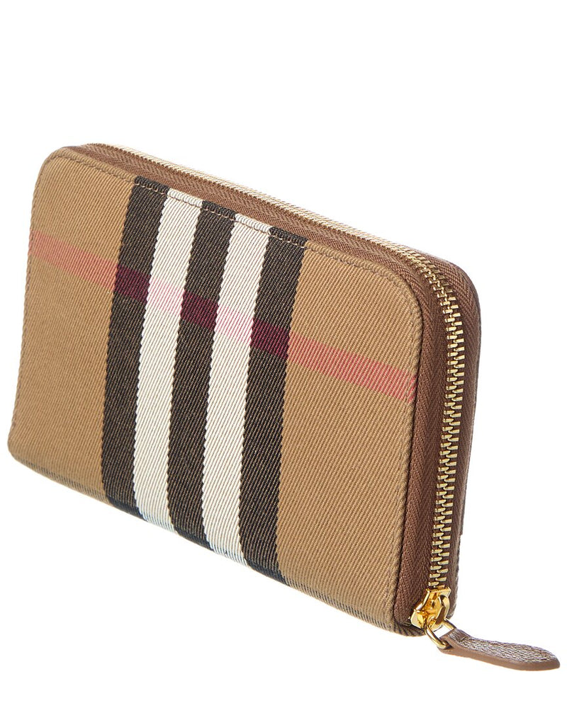 Burberry Check Canvas & Leather Zip Around Wallet | ShopSimon