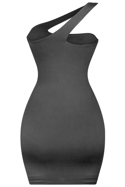 Tresser One Shoulder Mini Dress Black Medium 3