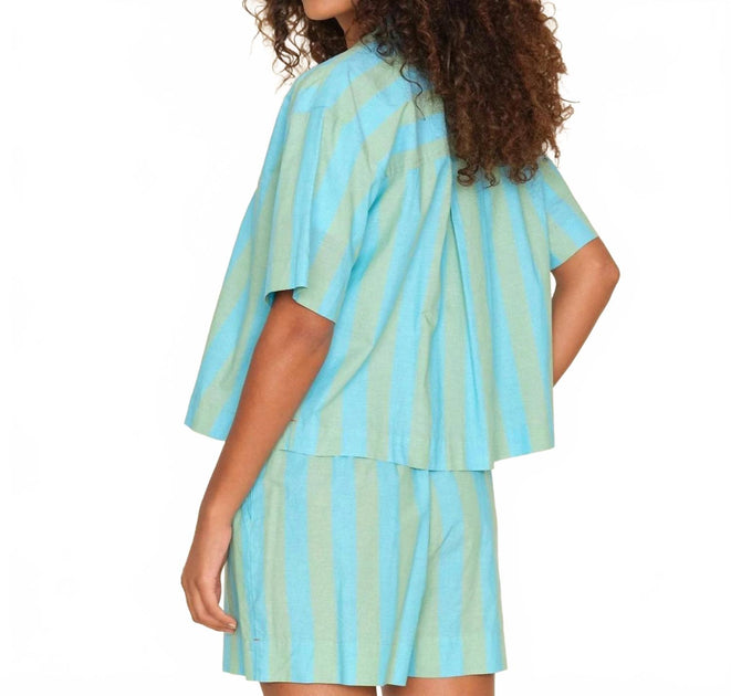 XIRENA Thea Button Front Shirt Blue Large 3
