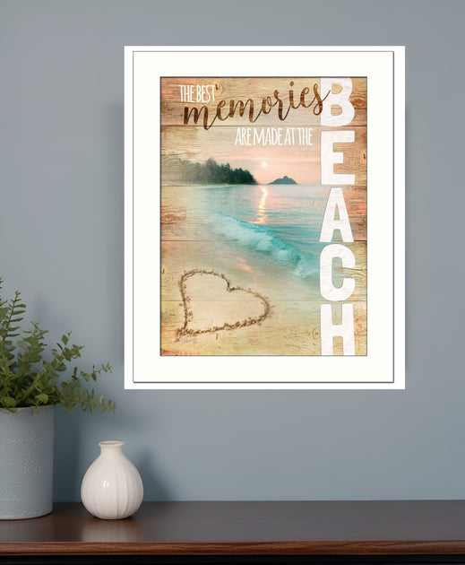 Hivvago Beach Memories 3 Framed Print Wall Art White 2