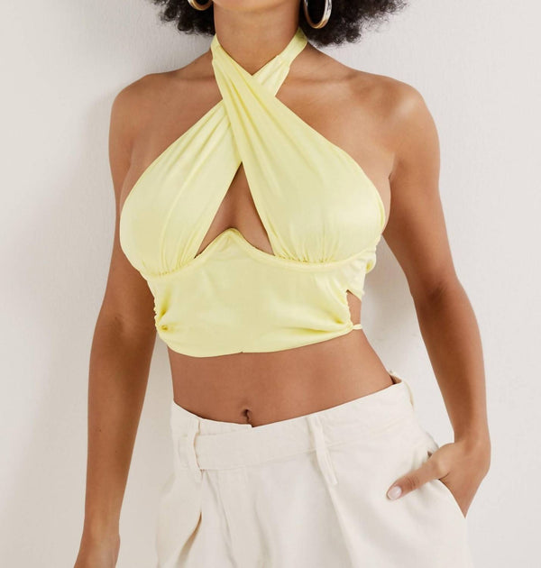 for Love & Lemons Rana Crop Top Yellow Medium 2