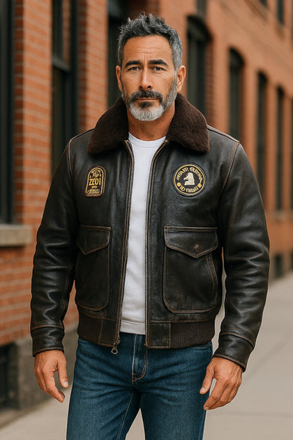 Infinity G-1 Aviator Bomber Jacket Brown XX-Large 2