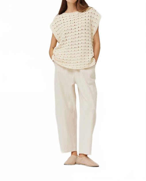 GRADE & GATHER Baumwoll Häkeltop Beige Small 4
